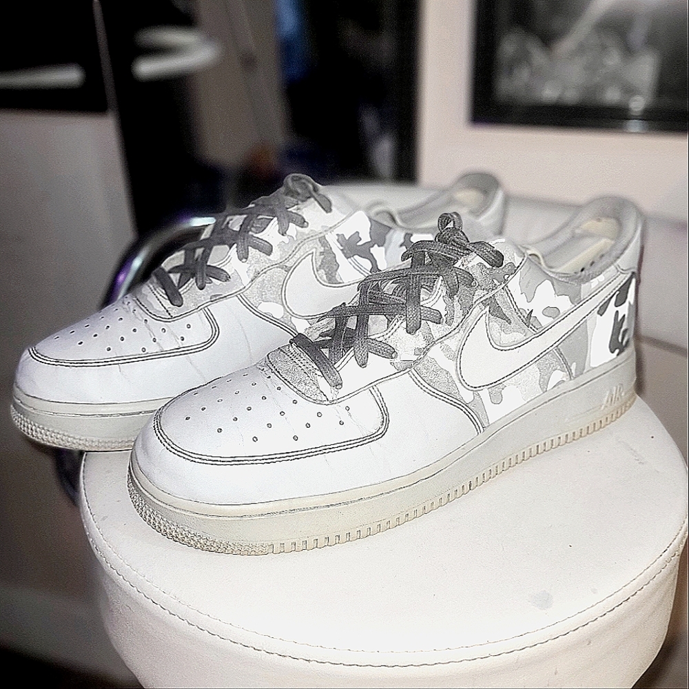 Winter camo pure platinum Nike AF1 low top sneakers
